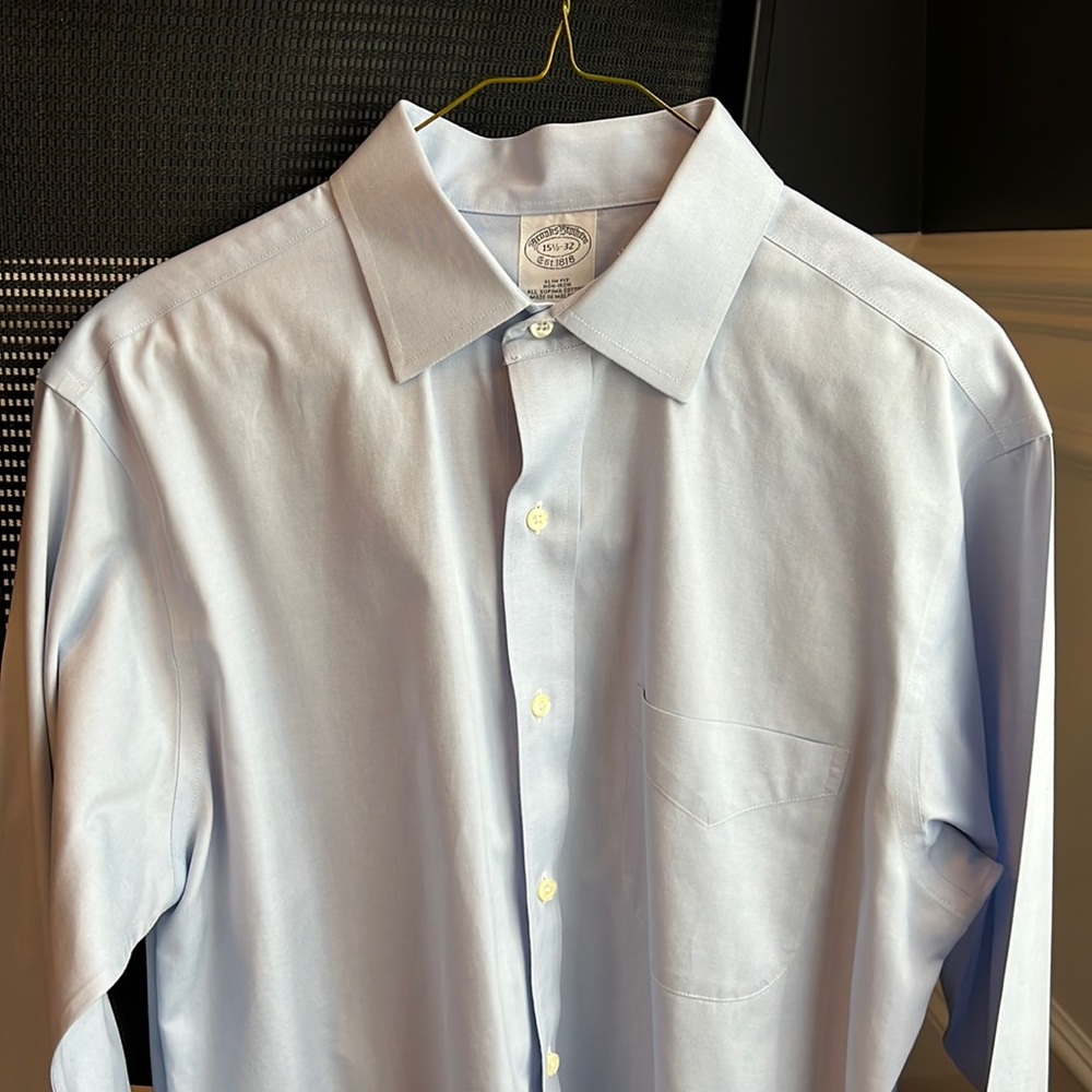 Brooks Brother non-iron dress shirt, light blue, size 15.5/32 regent fit.